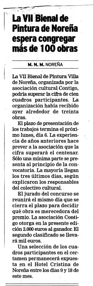 Prensa. La VII Bienal de Pintura de Nore�a espera congregar m�s de 100 obras.